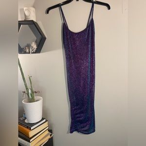 Fashion Nova mid length blue purple sparkly dress